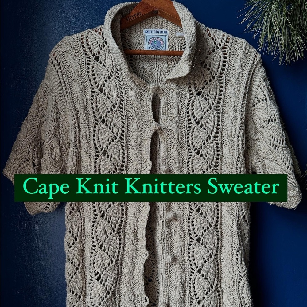 Cape knit knitters handmade women’s sweater size medium
